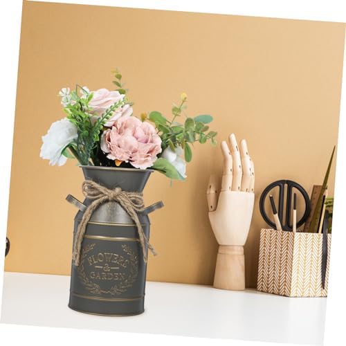 PRETYZOOM Vintage Galvanized Metal Jug Vase for Dried Flowers Rustic Planter with Handle