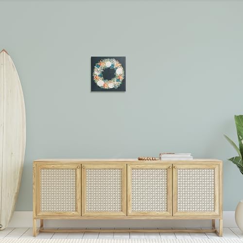 Stupell Industries Starfish Nautical Wreath Wall Art 17x17 Gray