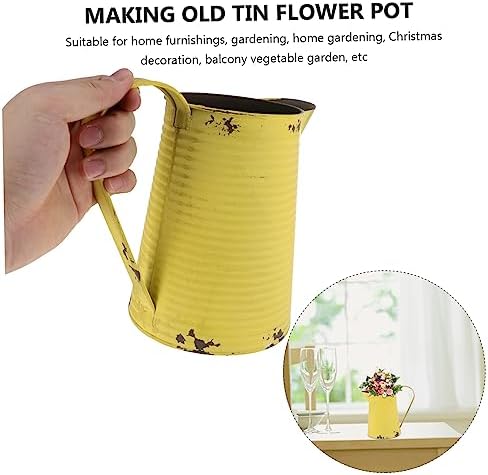 Vintage Iron Flower Pitcher Planter Rustic Metal Vase for Home and Garden Decor