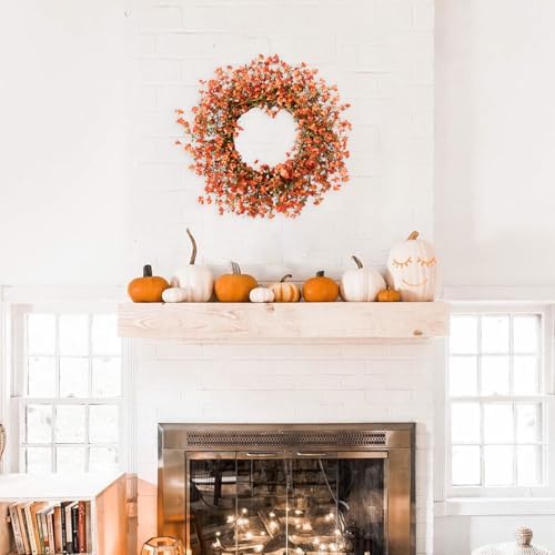 Fall Orange Forsythia Door Wreath 22 Inch Autumn Decor