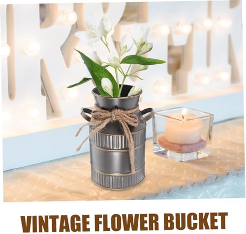 Zerodeko Retro Iron Flower Bucket with Double Handles