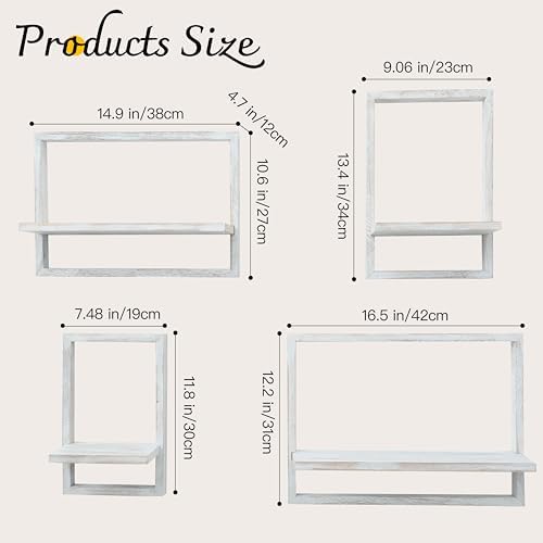 PHOENANCEE Square Floating Shelves Set of 4 Modern Wall Decor