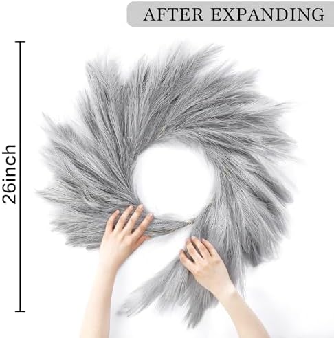 Sggvecsy 26 Inch Faux Pampas Grass Wreath for All Seasons