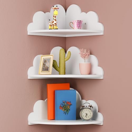 Cloud Floating Corner Shelves Set of 3 for Nursery