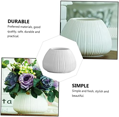 Mipcase Ceramic Flower Vase with Vertical Stripes