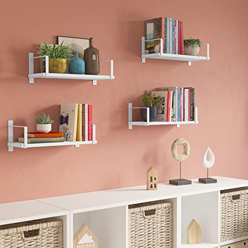 Wallniture Toledo 17 Inch Floating Shelves Set of 4 White