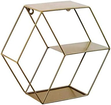 Ochine Rustic Hexagonal Floating Wall Shelf