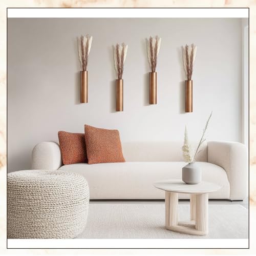 4 Pack Wood Wall Planters Modern Mounted Vases Home Decor for Dried Flowers and Greenery Plants