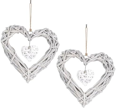 Rattan Heart Wreath Wall Decor 2Pcs