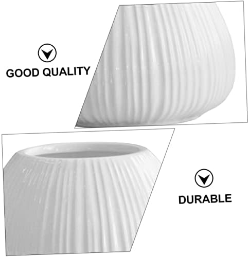 1 Pc Elegant Ceramic Flower Vase with Vertical Stripes