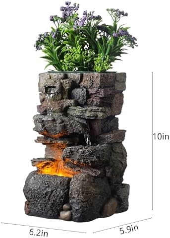 Indoor Tabletop Fountain with LED Lights and Soothing Sound