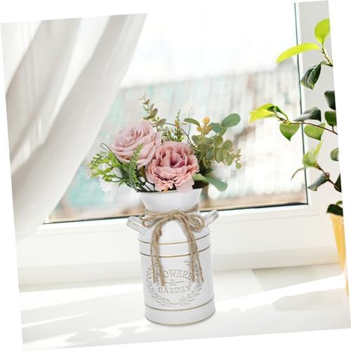 Cabilock Galvanized Iron Farmhouse Flower Bucket Decorative Vase