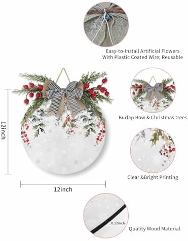 Christmas Welcome Sign with Red Berry and Snowflake Design