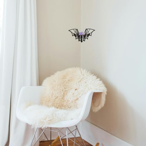 Gothic Floating Corner Shelf Black Wooden Storage Rack for Spooky Decor