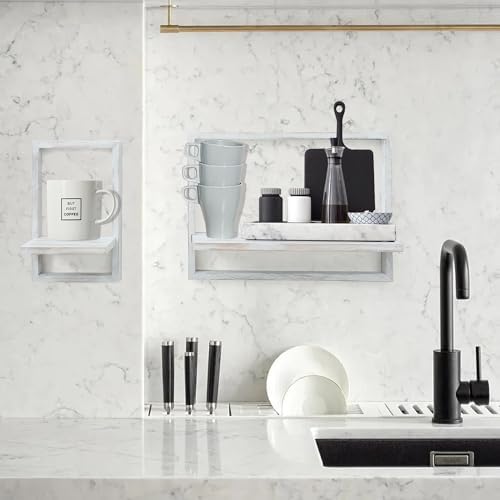 PHOENANCEE Square Floating Shelves Set of 4 Modern Wall Decor