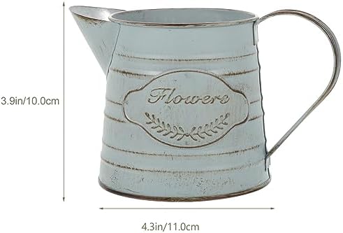 Happyyami Vintage Metal Flower Jug Decorative Pot for Home Office Garden Decor