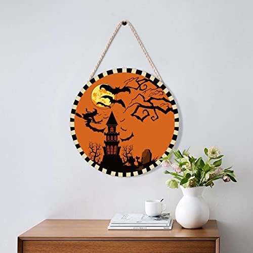 Halloween Door Hanger Wood Sign 10x10in