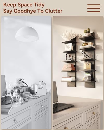 IBUYKE 5 Tier Wall Shelf Unit Black Vertical Shelf