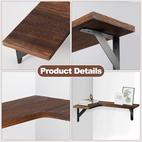 Gabotrie Corner Floating Shelves Set of 4 Dark Brown