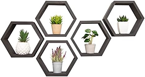Drakestone Designs Hexagon Floating Shelves 5-Pack Black