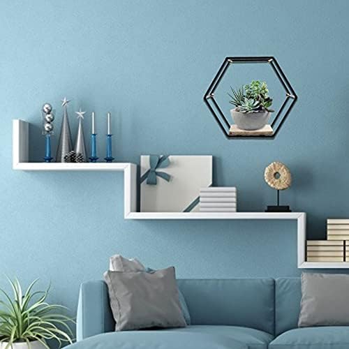 Happyyami Black Iron Hexagon Wall Mounted Storage Shelf