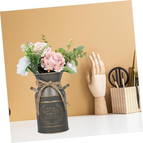 Balacoo Rustic Galvanized Flower Vase Double Handle
