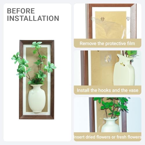 Wood Frame Wall Planter with Artificial Plants Indoor Decor Hanging Holder for Fresh and Dried Flowers