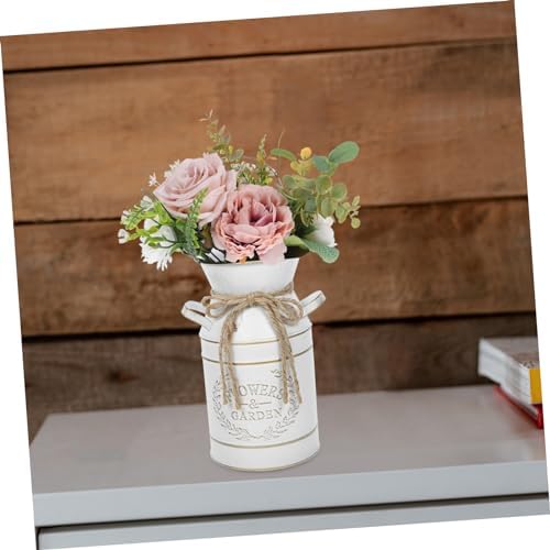 Cabilock Galvanized Iron Farmhouse Flower Bucket Decorative Vase