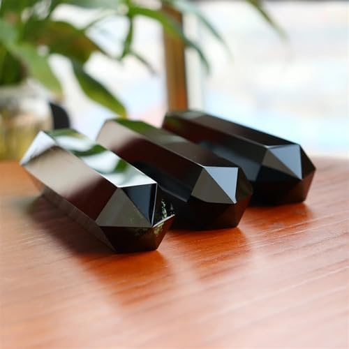 AtkitS Natural Crystal Obsidian Column Healing Wand
