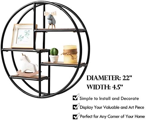 Tangkula 4-Tier Round Wall Shelf with Iron Frame