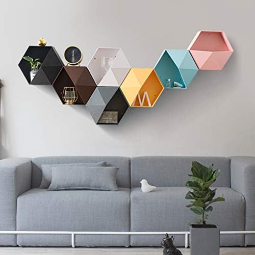 BEIJIALY Hexagonal Floating Wall Shelves - Black