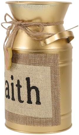 CIYODO Vintage Metal Flower Bucket Rustic Vase for Home Decor