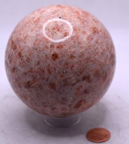 35 Inch Sunstone Sphere Natural Decor Stone with Stand