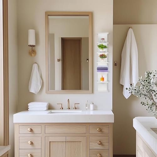 7 Tier Wall Shelf Unit - White Floating Storage