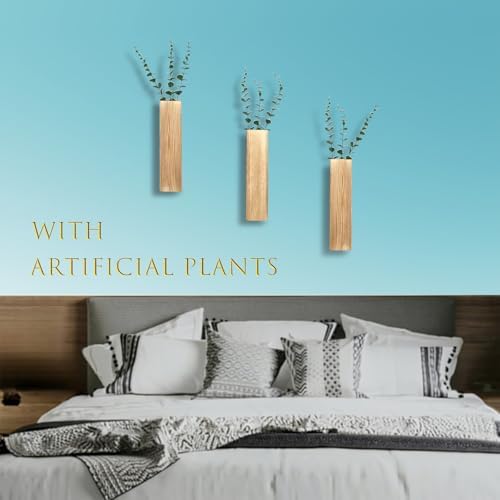 3-Pack Wooden Wall Planter with Artificial Plants