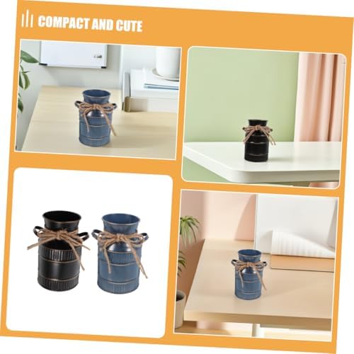 Vintage Small Waterproof Iron Milk Jug Flower Vase for Home Tabletop Decor