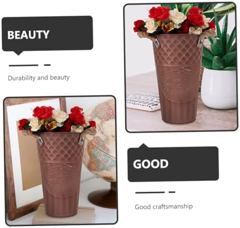 SUPVOX Vintage Iron Flower Bucket Decorative Vase