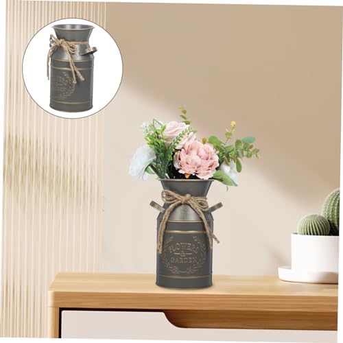 Farmhouse Decorative Metal Flower Bucket for Dried Flowers and Occasions