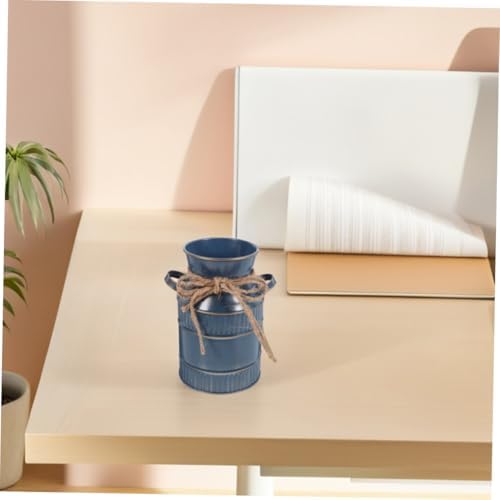 Vintage Small Waterproof Iron Milk Jug Flower Vase for Home Tabletop Decor