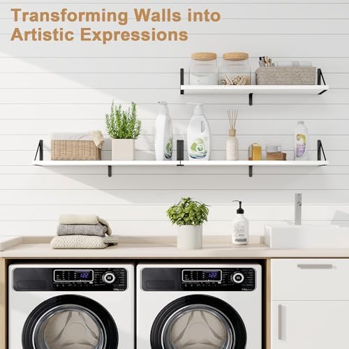 Fun Memories Floating Shelves Set of 3 White Wall-Mounted Bookshelves