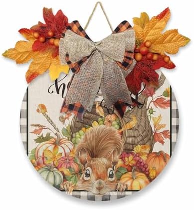 Welcome Sign Front Door Fall Thanksgiving Wreath Decor