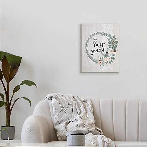 Stupell Industries Be Our Guest Greeting Floral Wreath 16x20 Grey