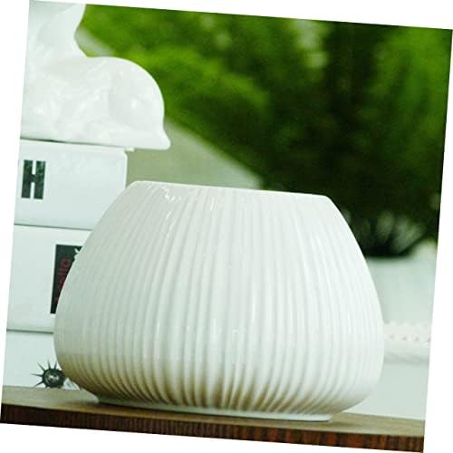 1pc Ceramic Vertical Stripe Flower Vase for Desktop Decor