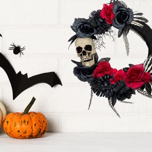 Needzo Halloween Skeleton Wreath Front Door 18 Inch