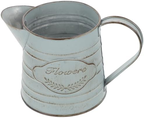 Happyyami Vintage Metal Flower Jug Decorative Pot for Home Office Garden Decor
