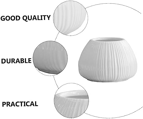 1pc Ceramic Vertical Stripe Flower Vase for Desktop Decor