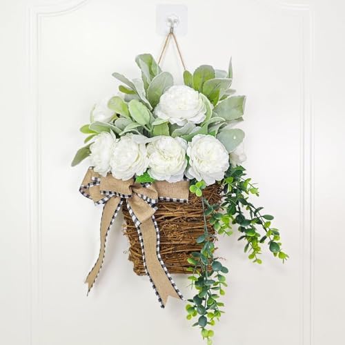 Cream Hydrangea Door Hanger Wreath - Unique Design