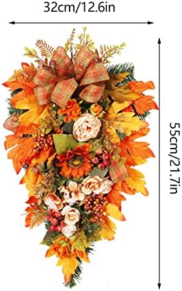 Fall Harvest Teardrop Wreath with Lights