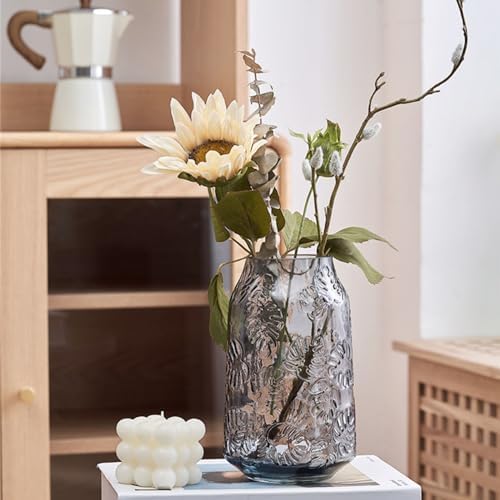 Elegant Gray Glass Vase for Flowers and Decor