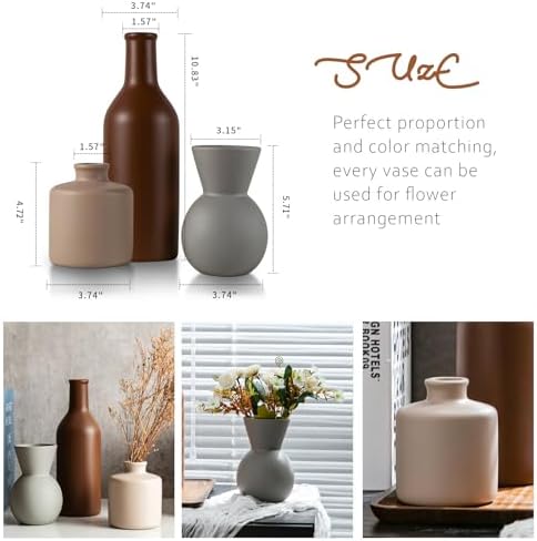 Modern Ceramic Flower Vase Set - 3 Pcs for Home Decor